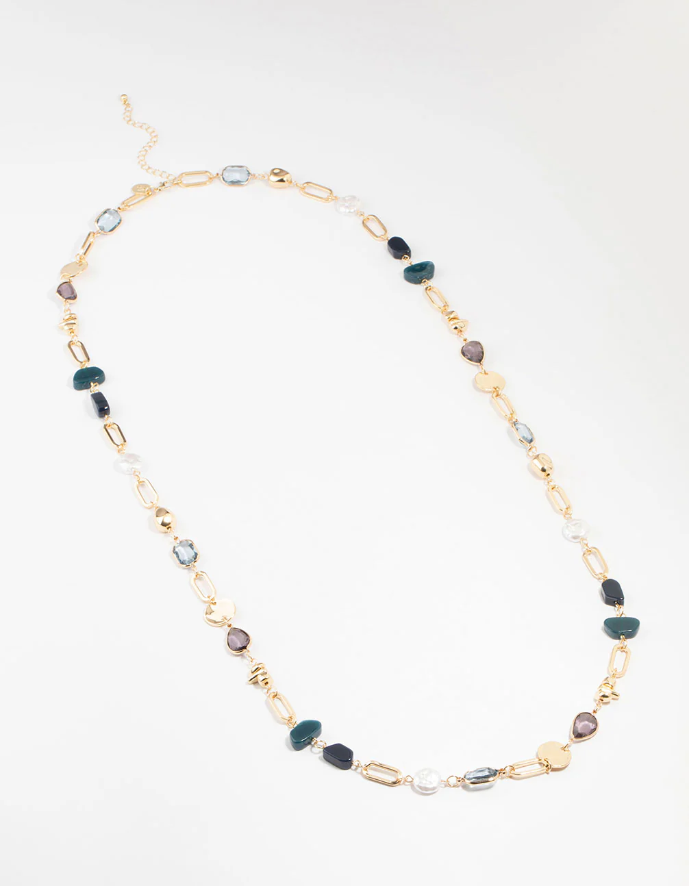 Gold Organic Stone Station Necklace - Image 2