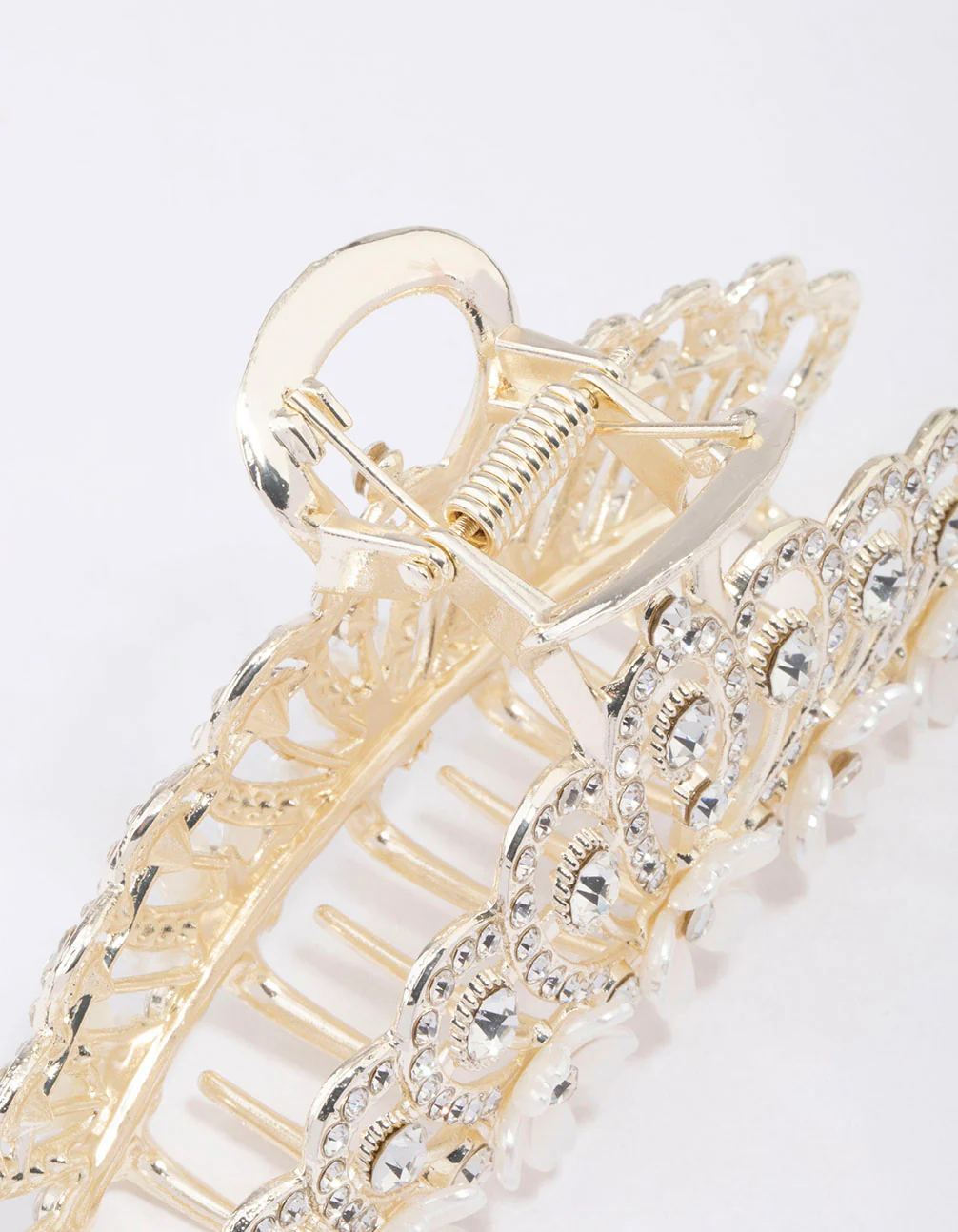 Gold Ornate Diamante & Flower Hair Claw Clip - Image 3