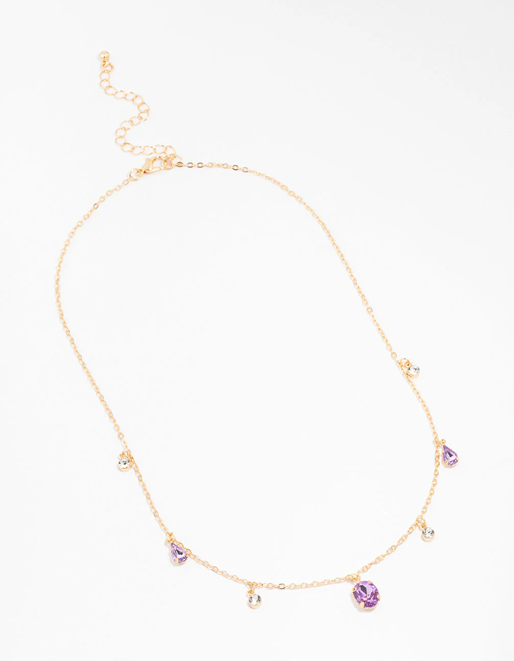 Gold Oval And Circle Droplet Necklace - Image 2