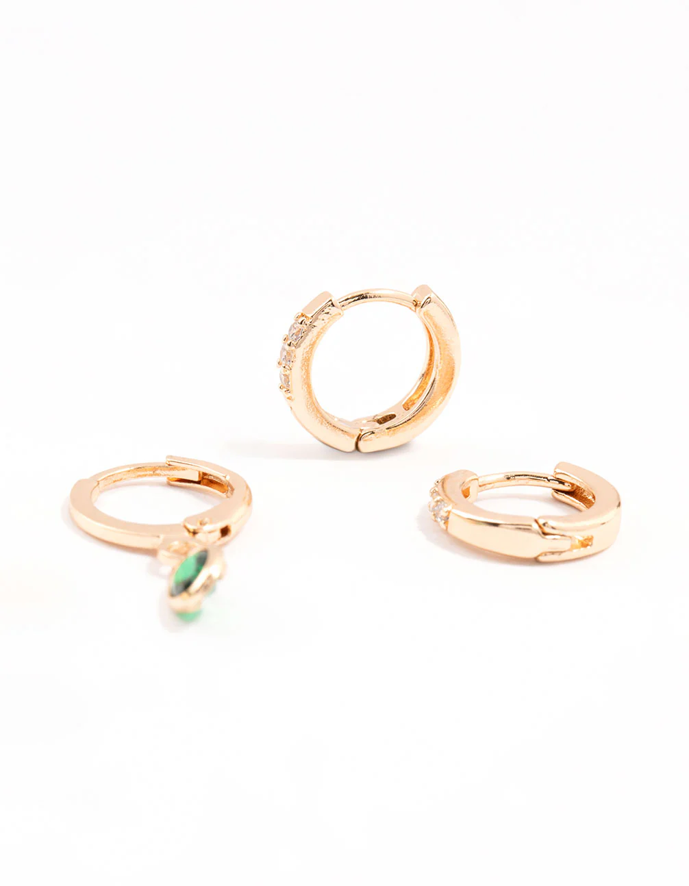 Gold Oval Stud & Hoop Earrings 3-Pack - Image 3