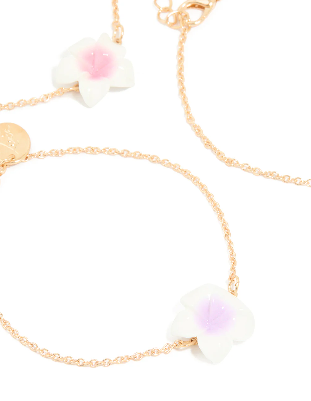 Gold Pastel Frangipani Flower Bracelets 3-Pack - Image 2