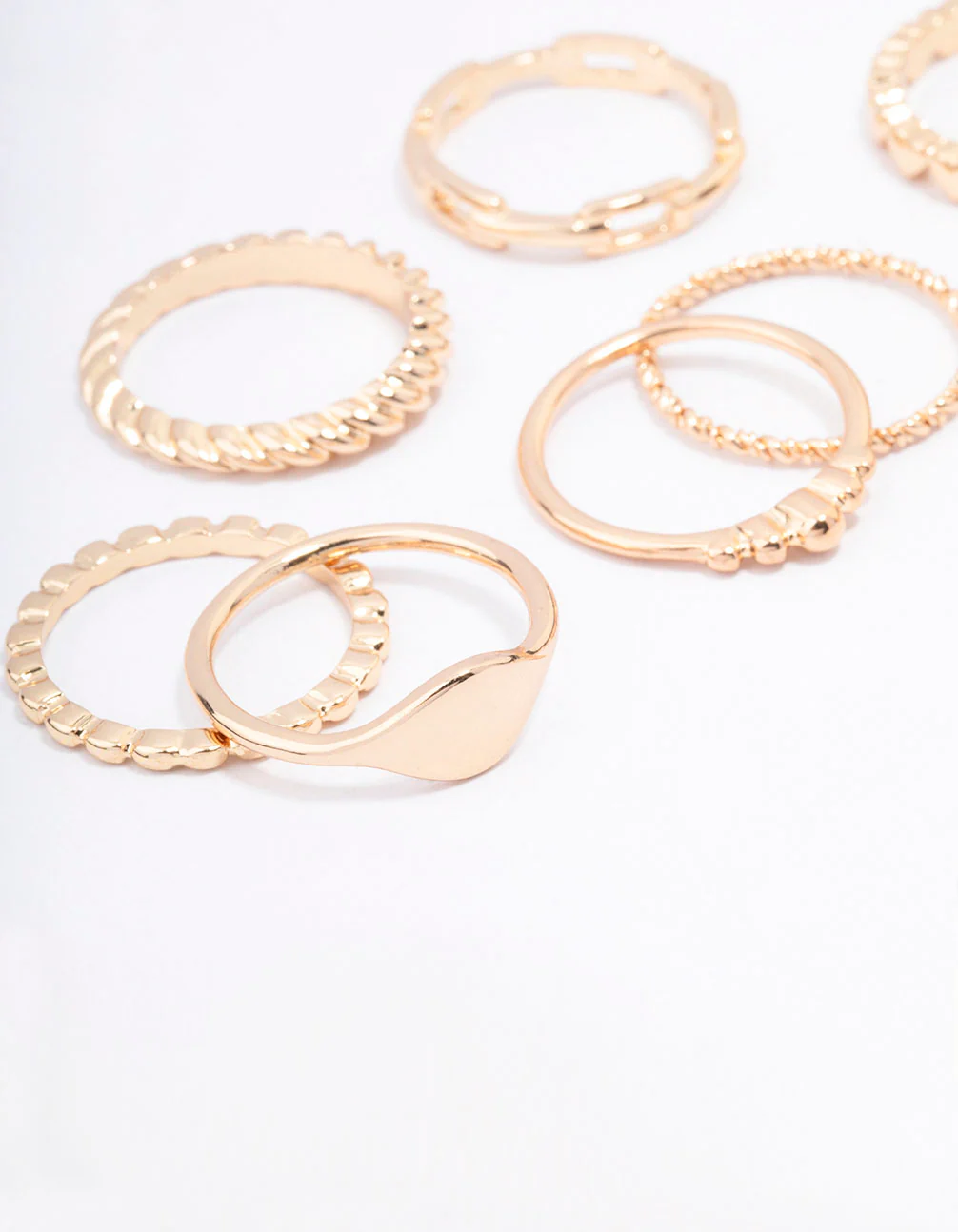 Gold Patterned Heart Ring Pack - Image 2