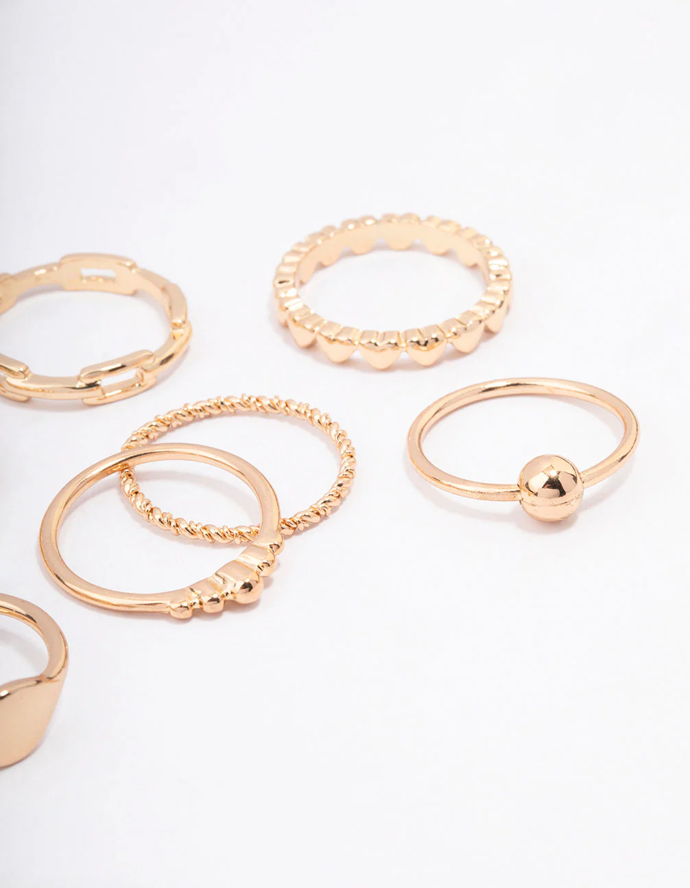 Gold Patterned Heart Ring Pack - Image 3