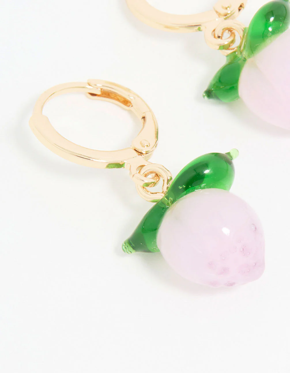 Gold Peach Beaded Huggie Earrings - Image 4