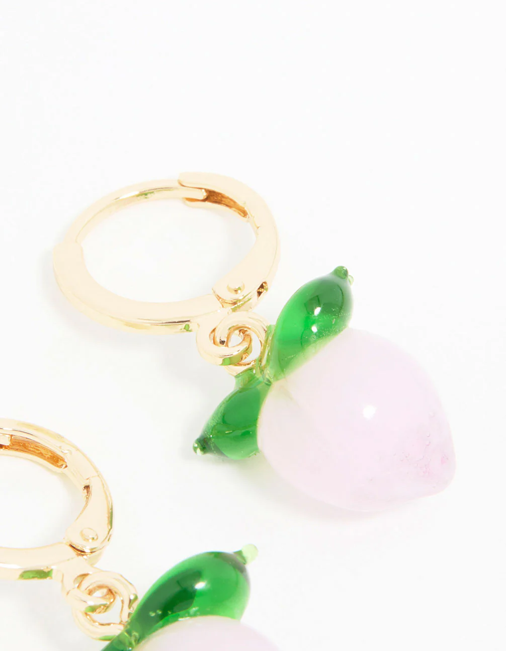 Gold Peach Beaded Huggie Earrings - Image 5