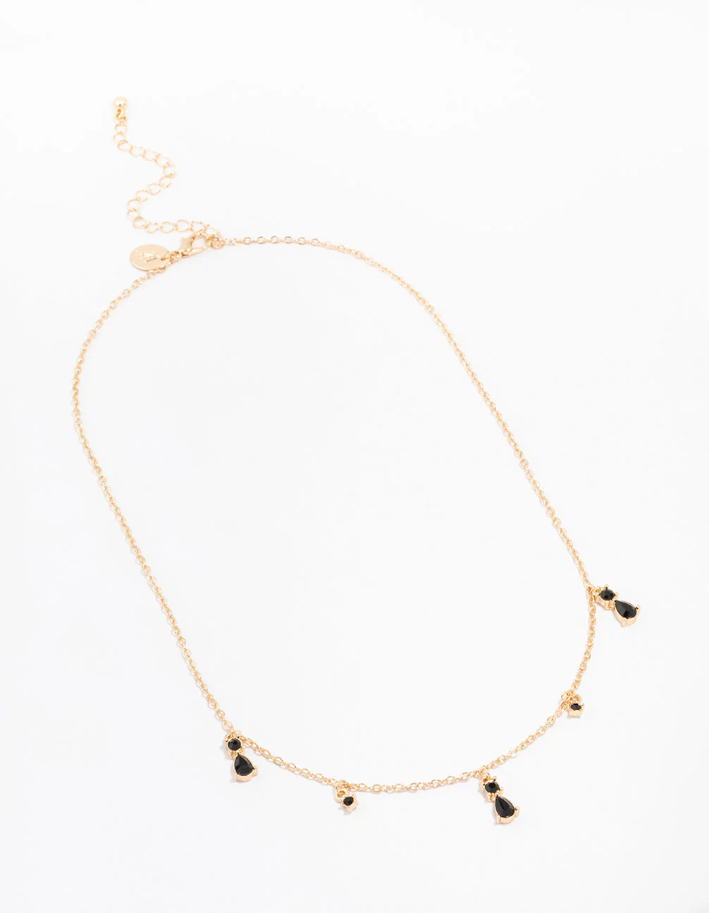 Gold Pear Black Droplet Necklace - Image 2