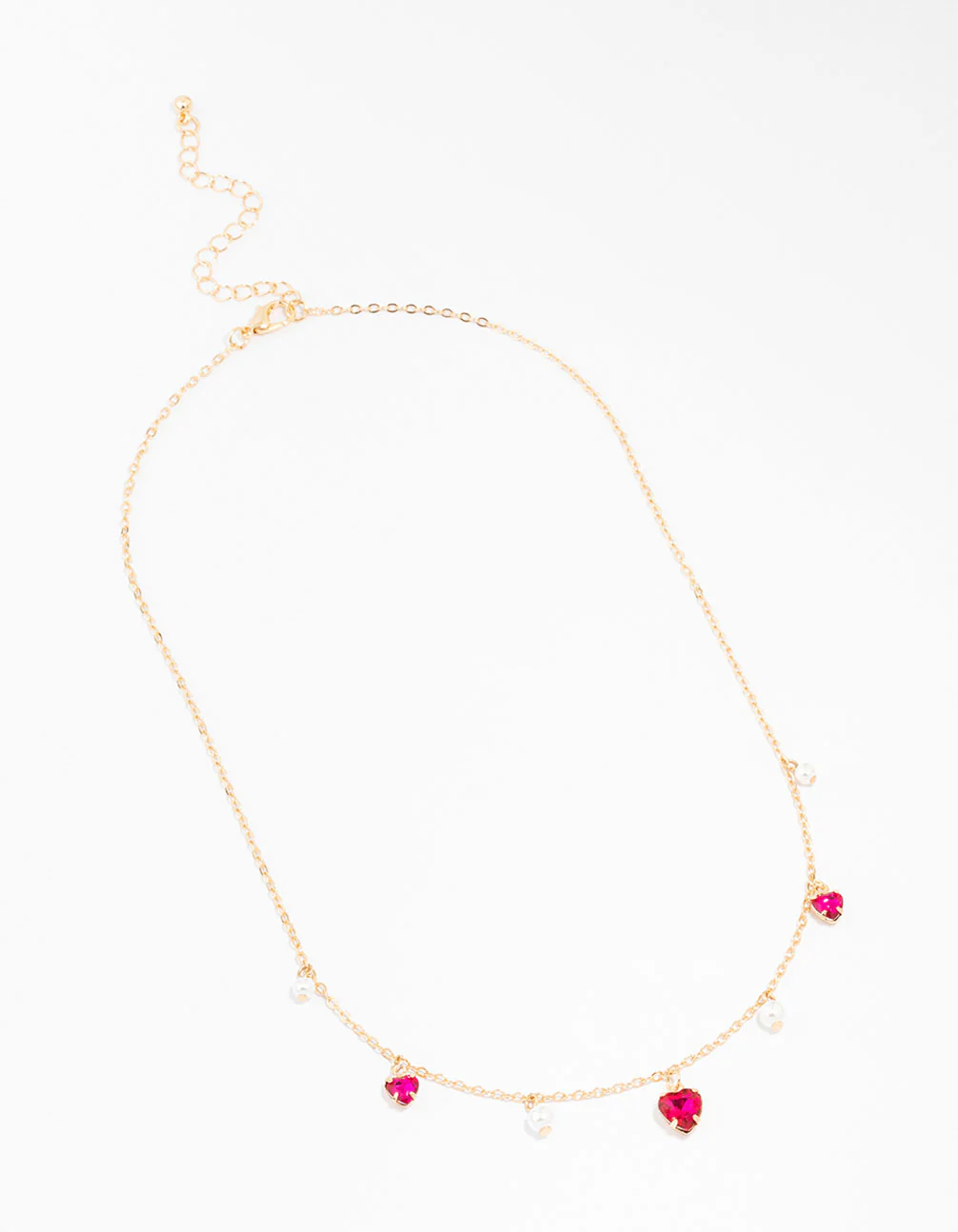 Gold Pearl And Diamante Heart Droplet Necklace - Image 2
