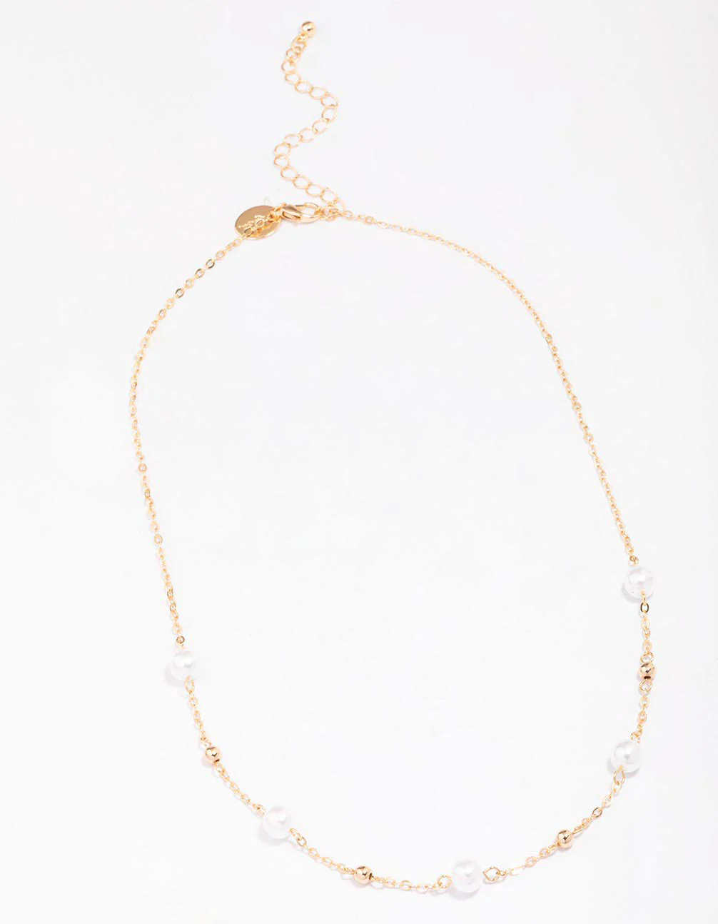 Gold Pearl & Ball Station Necklace - Image 2