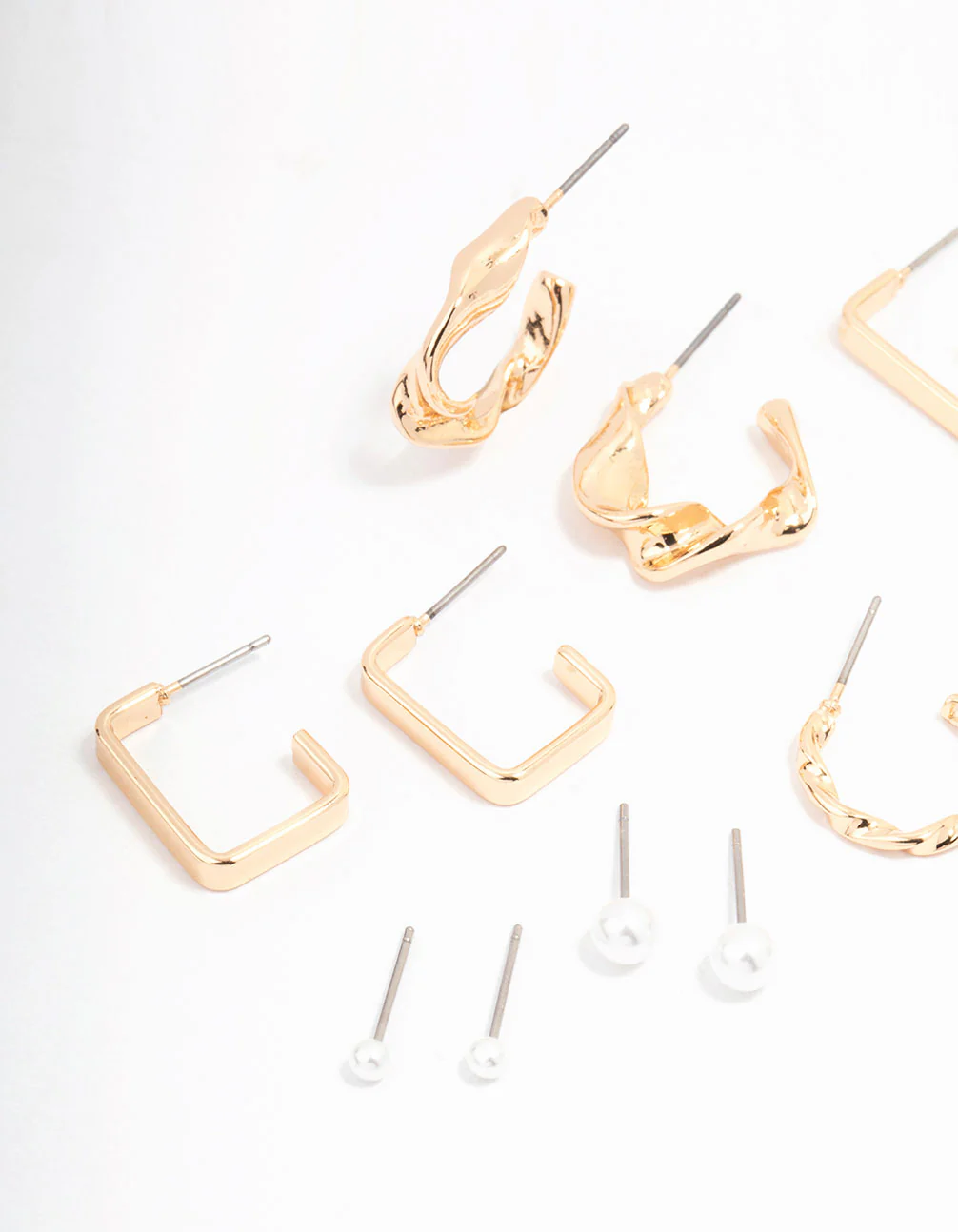 Gold Pearl Bar Hoop Earring 8-Pack - Image 2