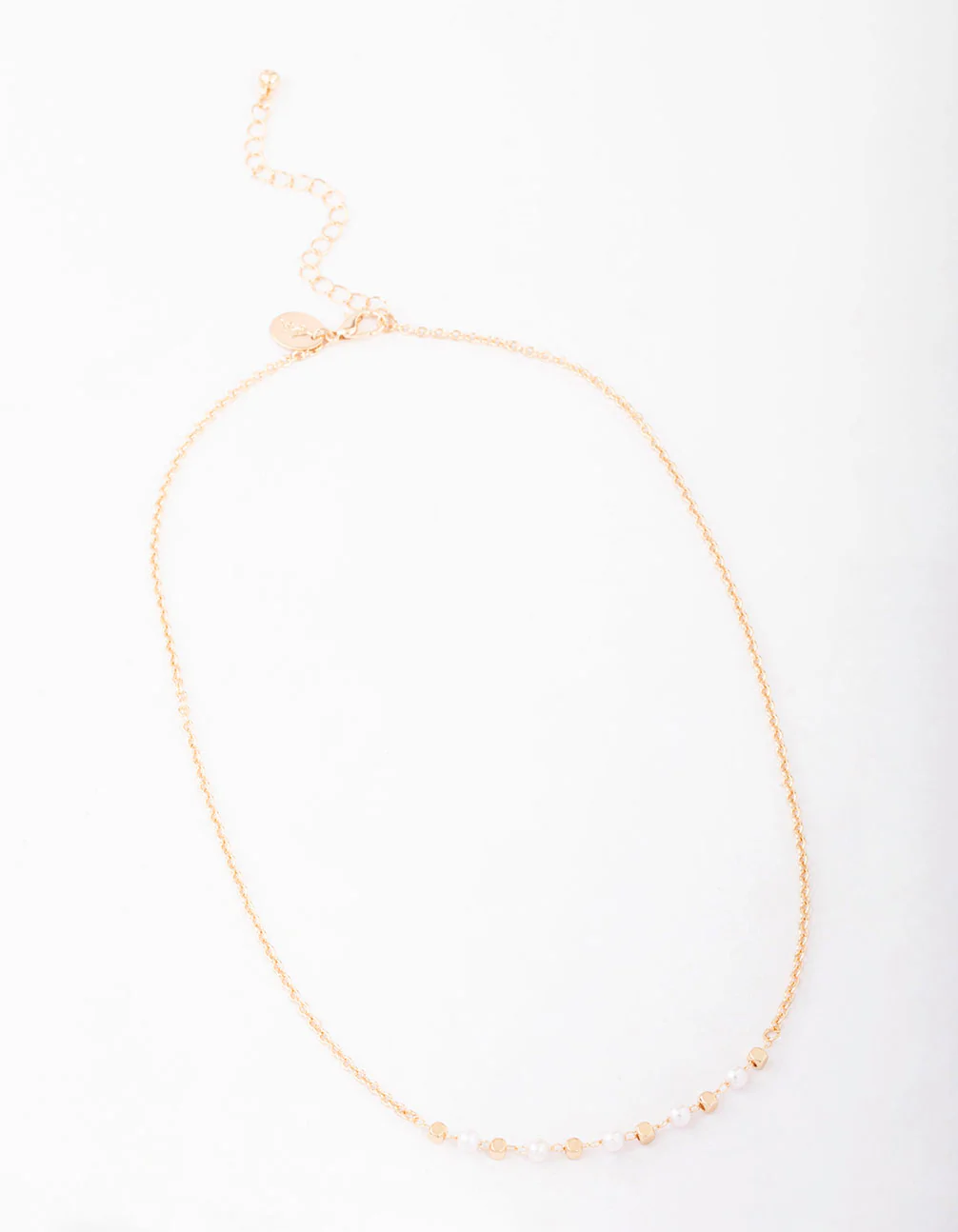 Gold Pearl & Bead Chain Short Necklace - Image 2