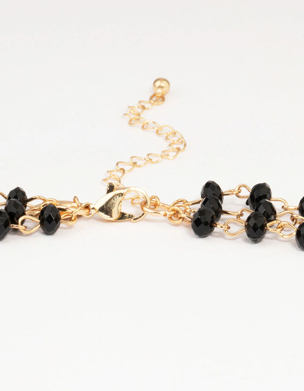 Gold Pearl Black Beaded Layered Necklace - Image 3