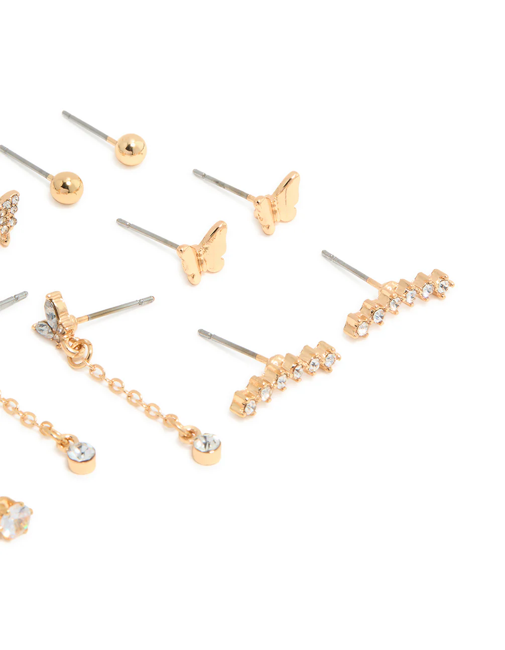 Gold Pearl & Butterfly Chain Star Earrings 8-Pack - Image 3