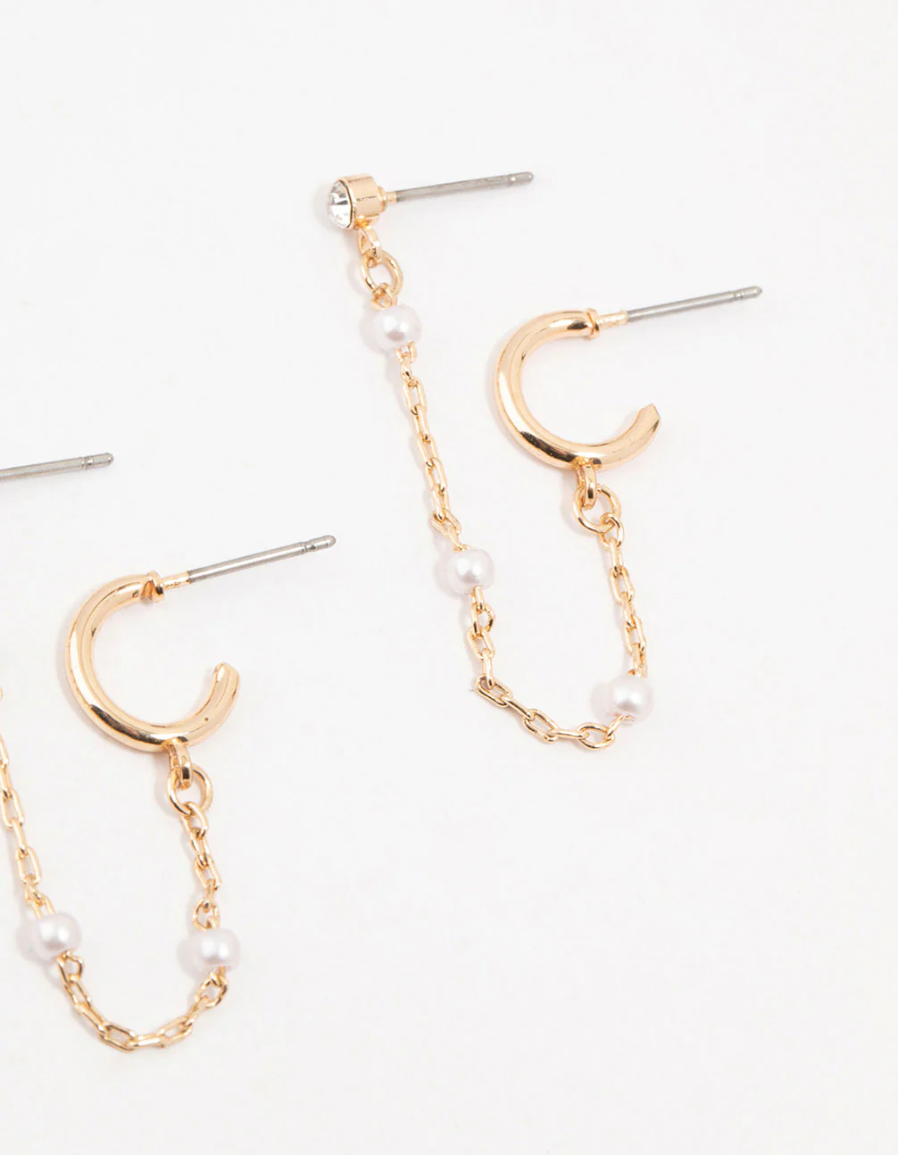 Gold Pearl Chain & Bow Earrings 3-Pack - Image 3