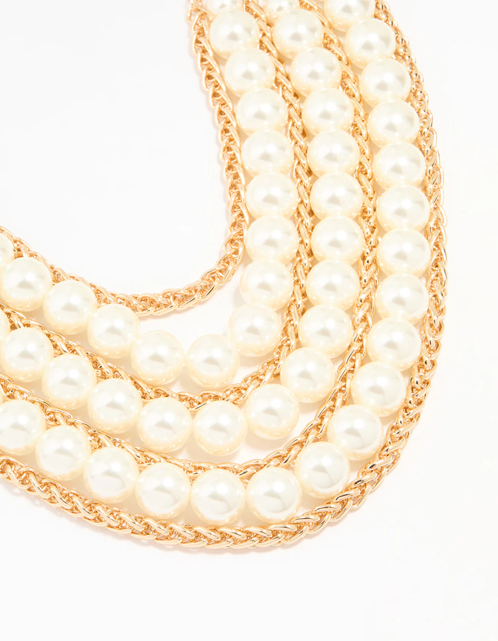 Gold Pearl Chain Layered Statement Necklace - Image 2