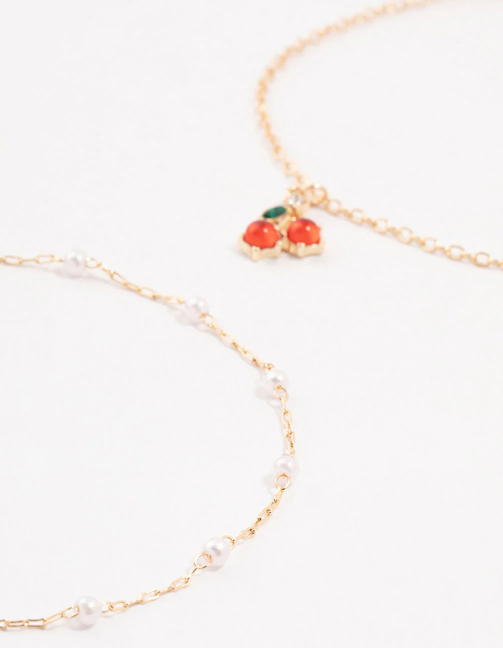 Gold Pearl & Cherry Anklets 3-Pack - Image 2