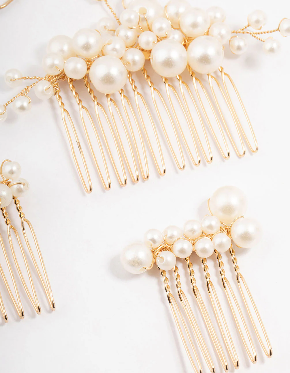 Gold Pearl Cluster Mixed Combs & Bridal Pins Pack - Image 3