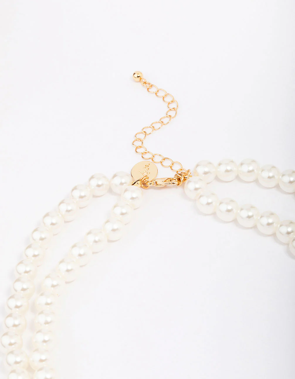 Gold Pearl Cross Multi Row Layered Necklace - Image 3