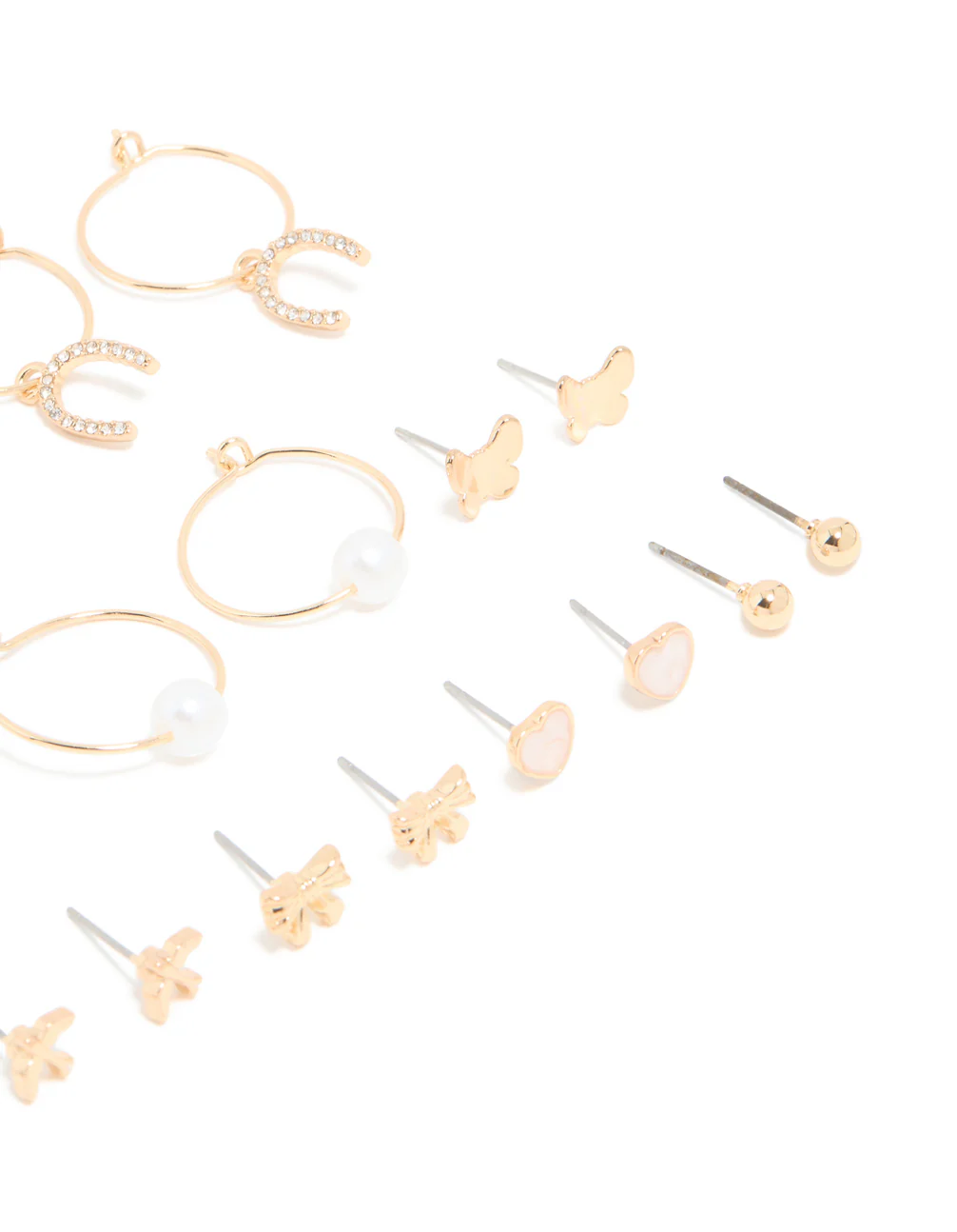 Gold Pearl Diamante & Coffee Earrings 12-Pack - Image 3