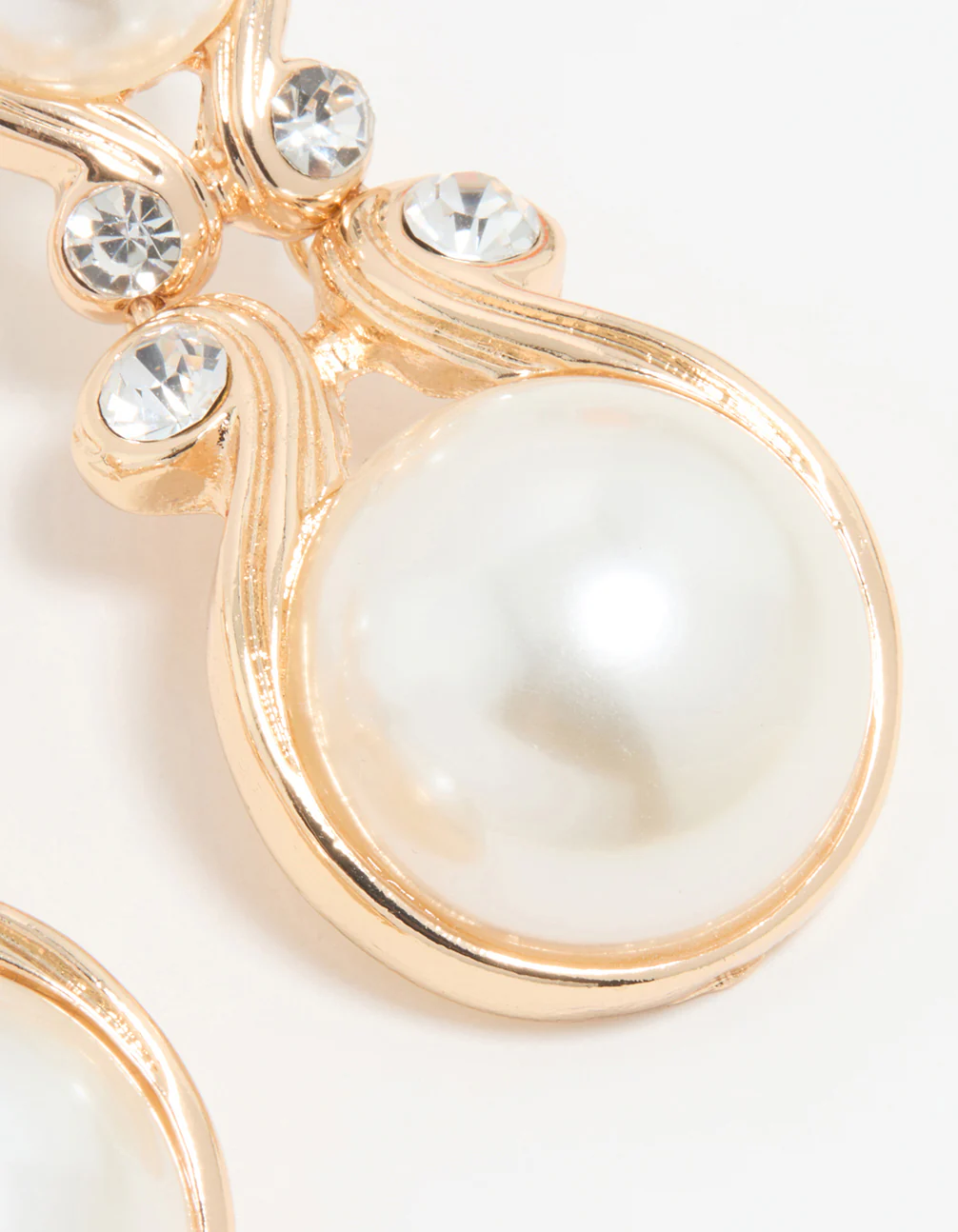 Gold Pearl Diamante Doorknocker Drop Earrings - Image 5