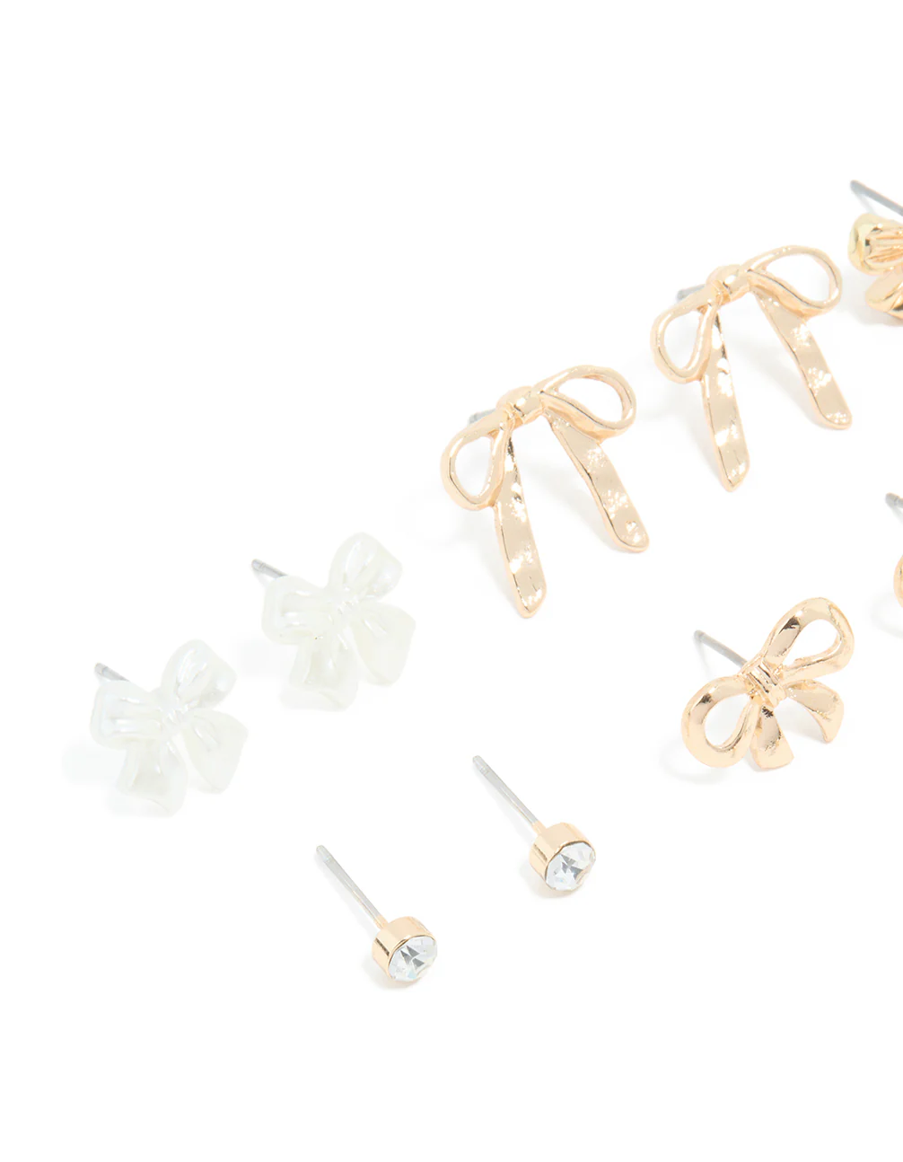 Gold Pearl & Diamante Stud Earrings 8-Pack - Image 2