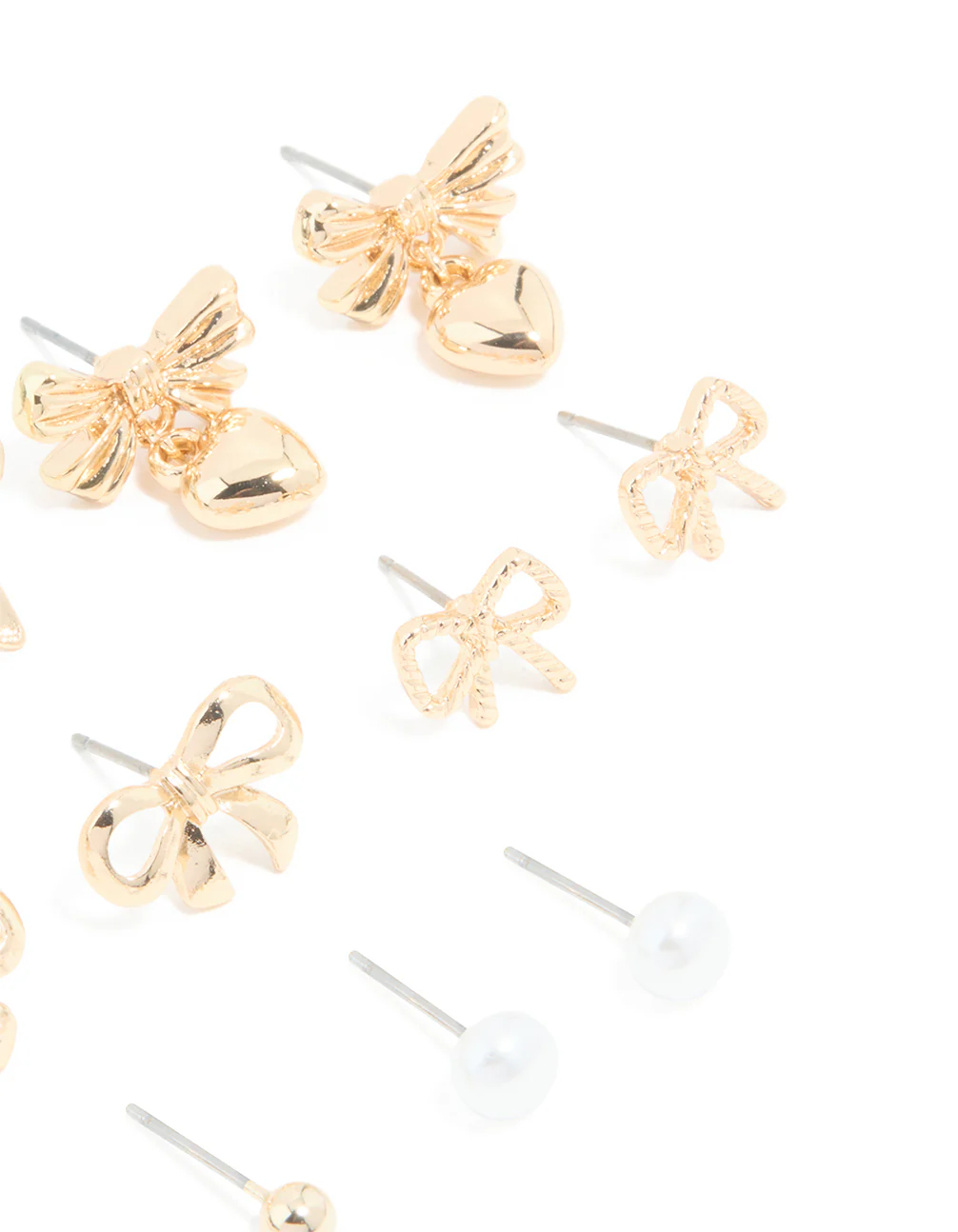 Gold Pearl & Diamante Stud Earrings 8-Pack - Image 3