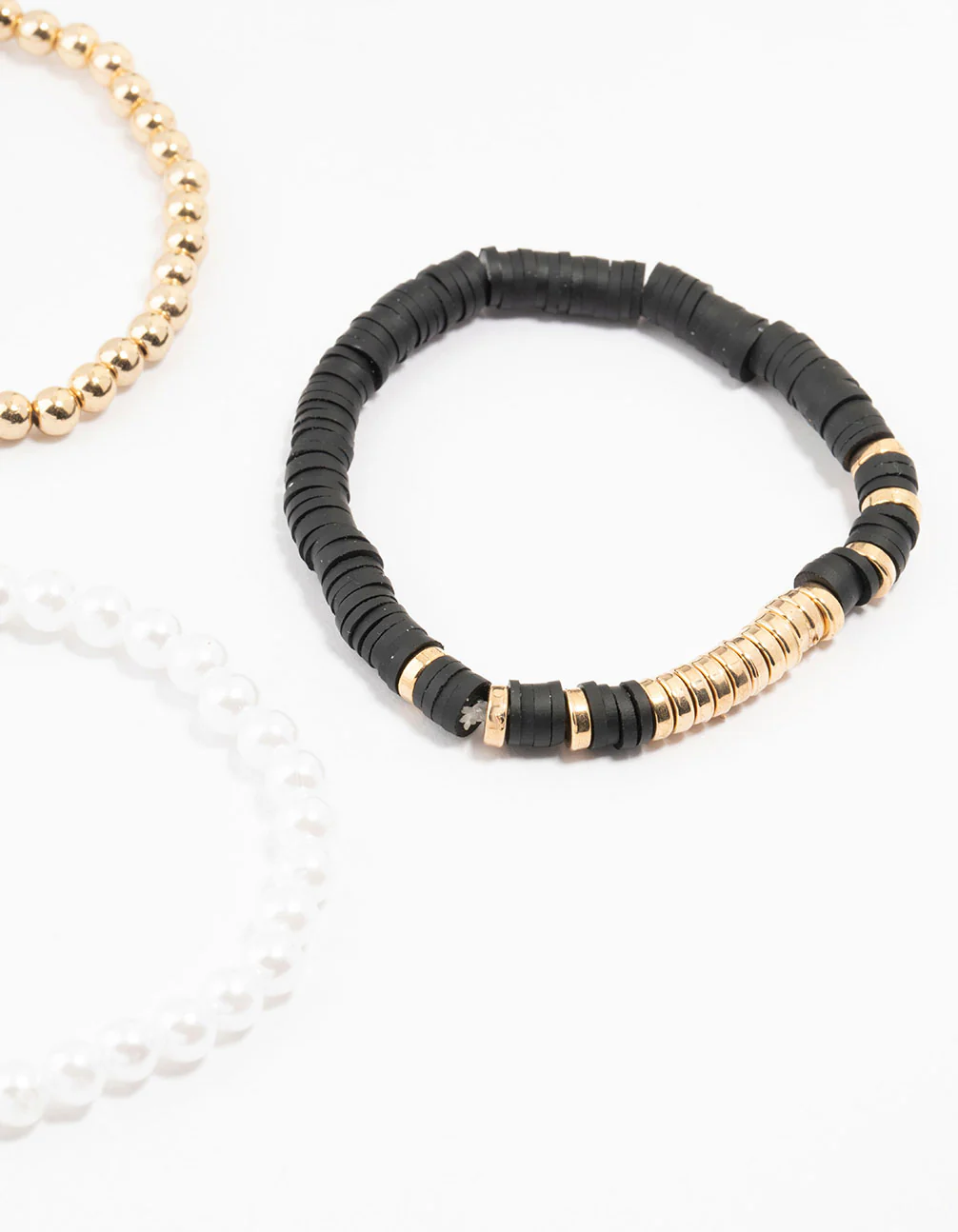 Gold Pearl & Disc Bracelets 5-Pack - Image 3