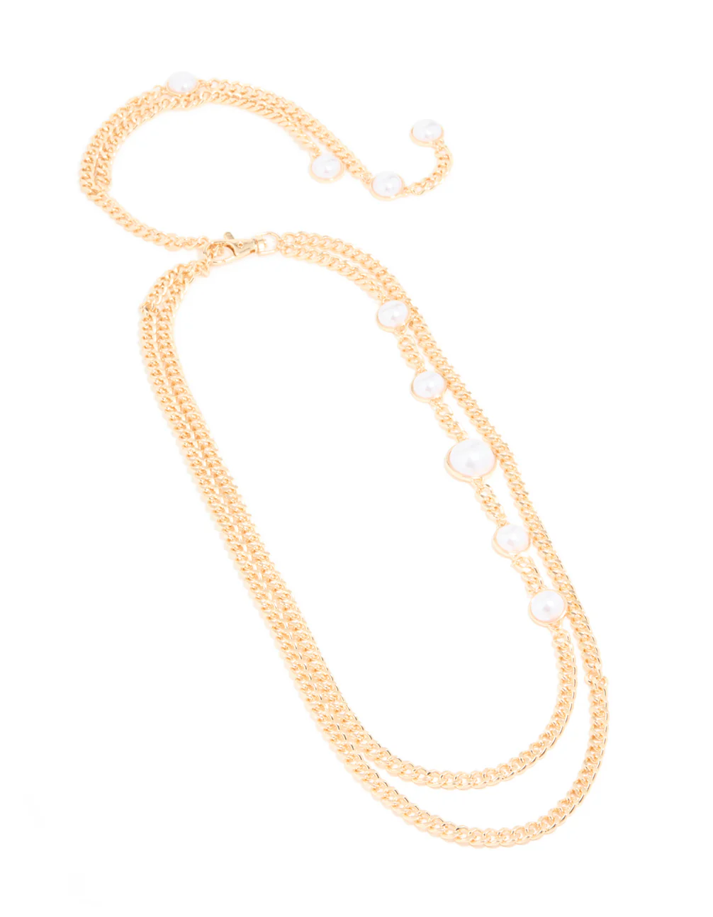 Gold Pearl Double Row Chain Belt - Image 2