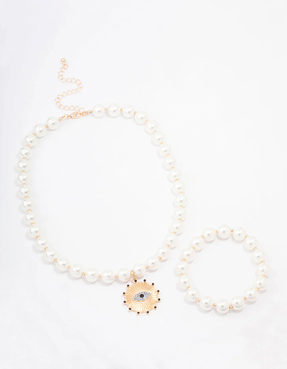 Gold Pearl Evil Eye Jewellery Set - Image 2
