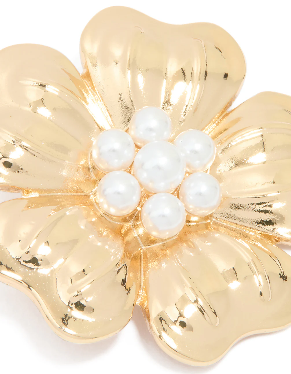 Gold Pearl Floral Brooch - Image 2