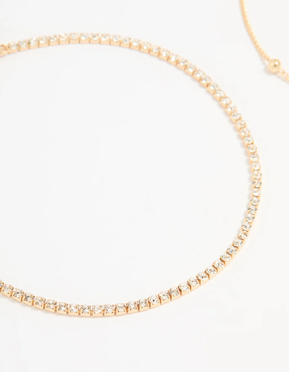 Gold Pearl Flower & Diamante Tennis Anklets 2-Pack - Image 2