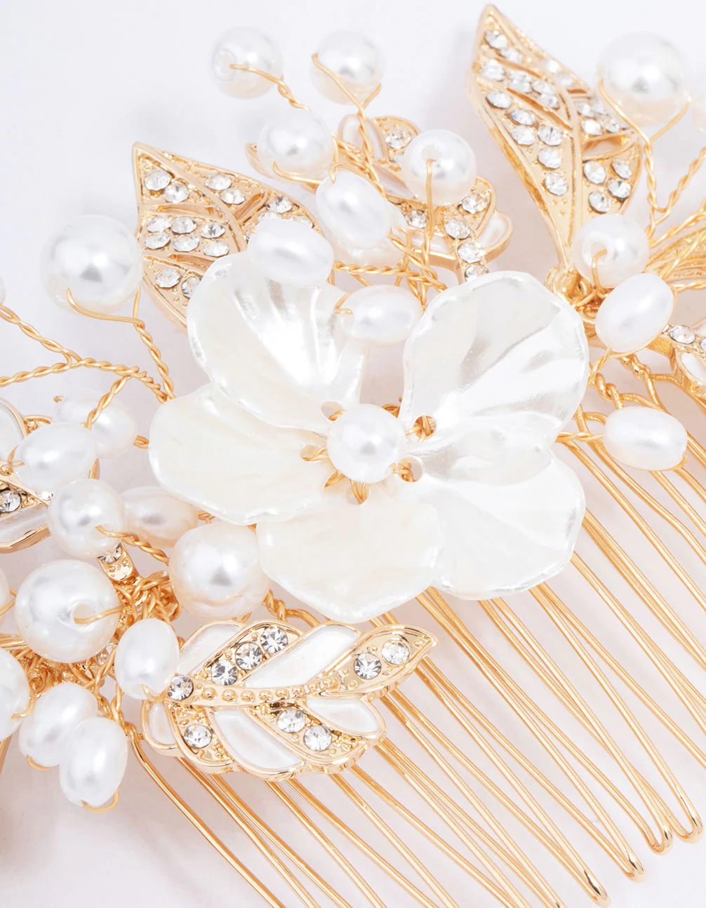 Gold Pearl Flower Vine Hair Comb - Image 2