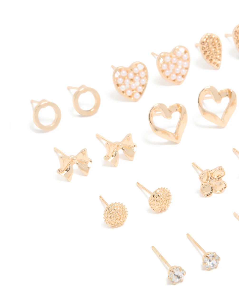 Gold Pearl Heart & Bow Earrings 12-Pack - Image 2