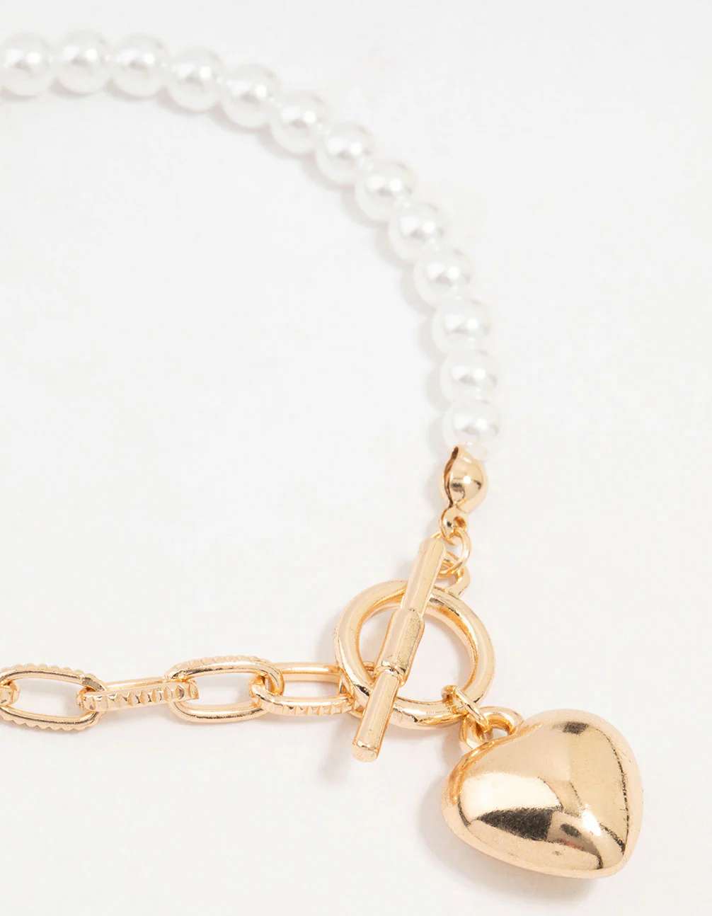 Gold Pearl Heart Charm T&O Bracelet - Image 2