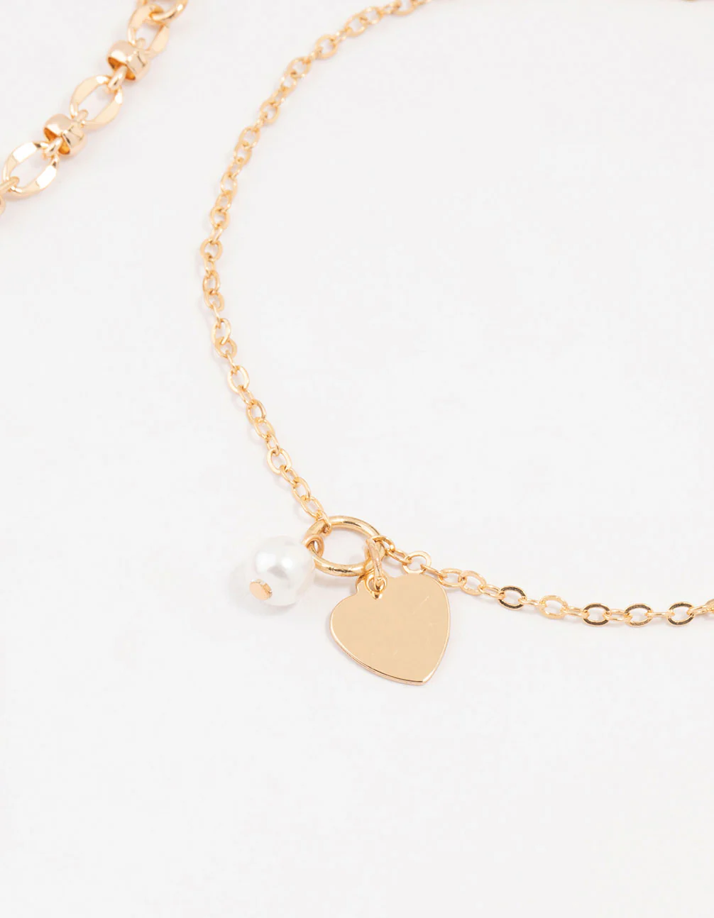 Gold Pearl Heart Drop Anklets 3-Pack - Image 3