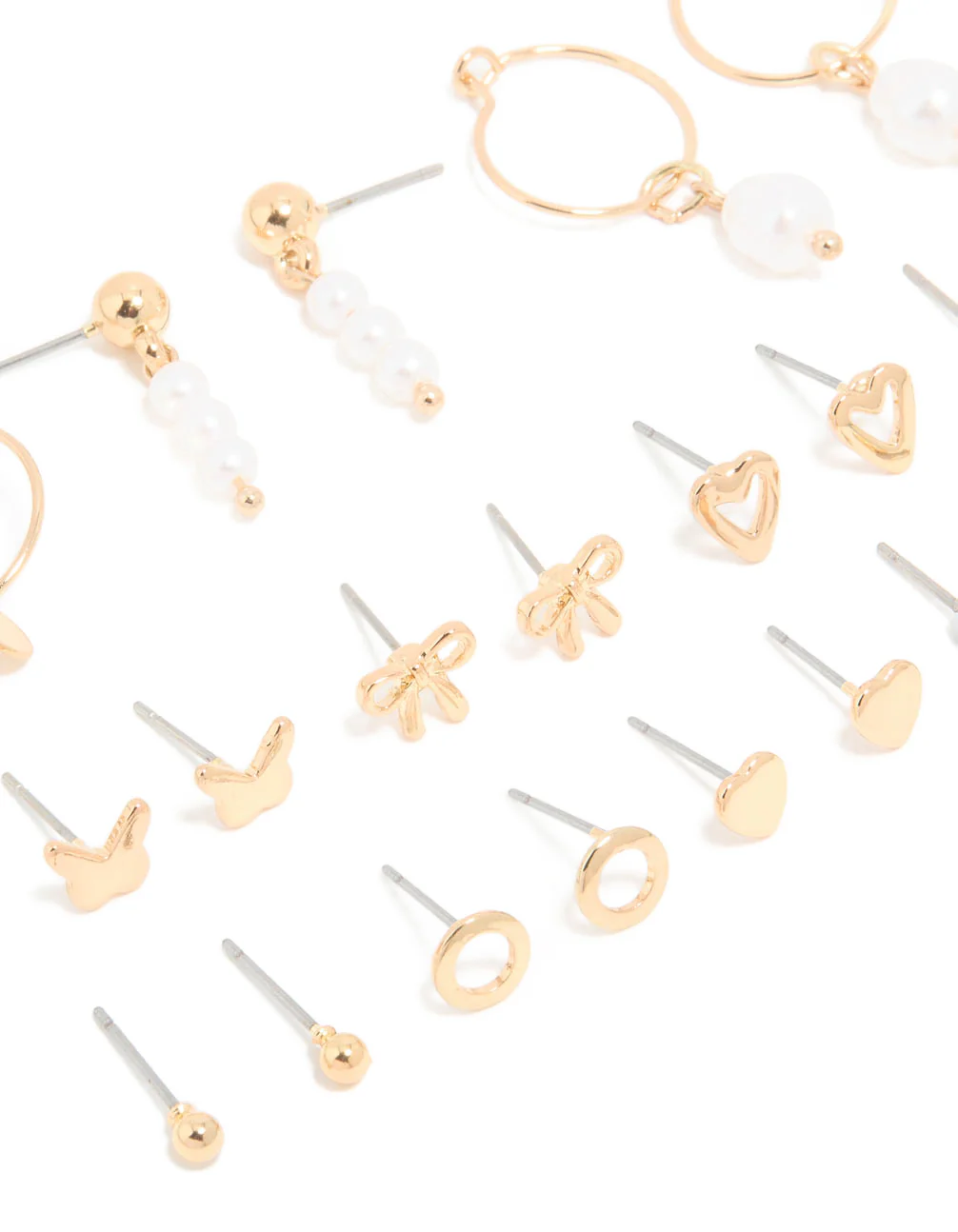 Gold Pearl & Heart Earrings 12-Pack - Image 2