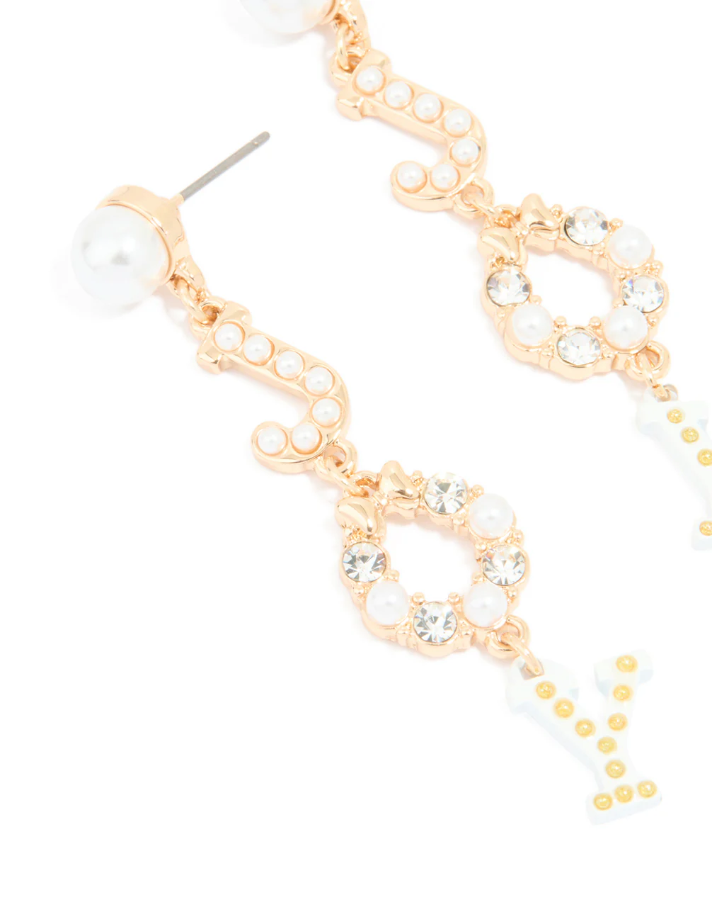 Gold Pearl 'Joy' Drop Earrings - Image 2