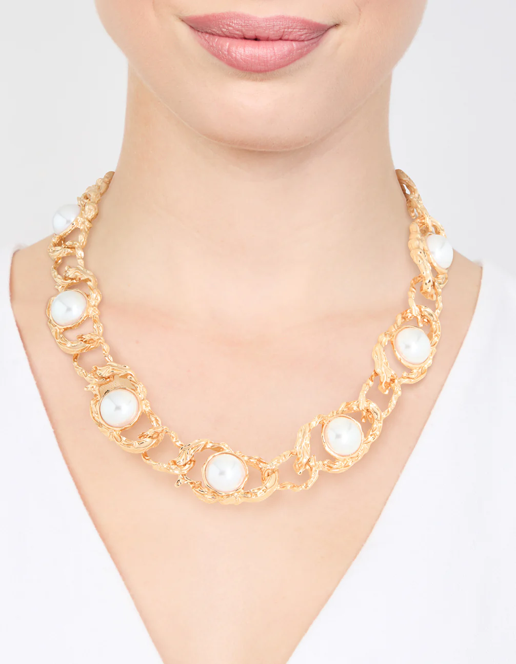 Gold Pearl Molten Rope Necklace - Image 2