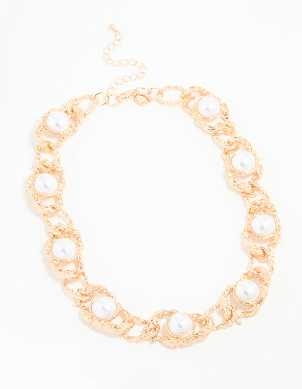 Gold Pearl Molten Rope Necklace - Image 4