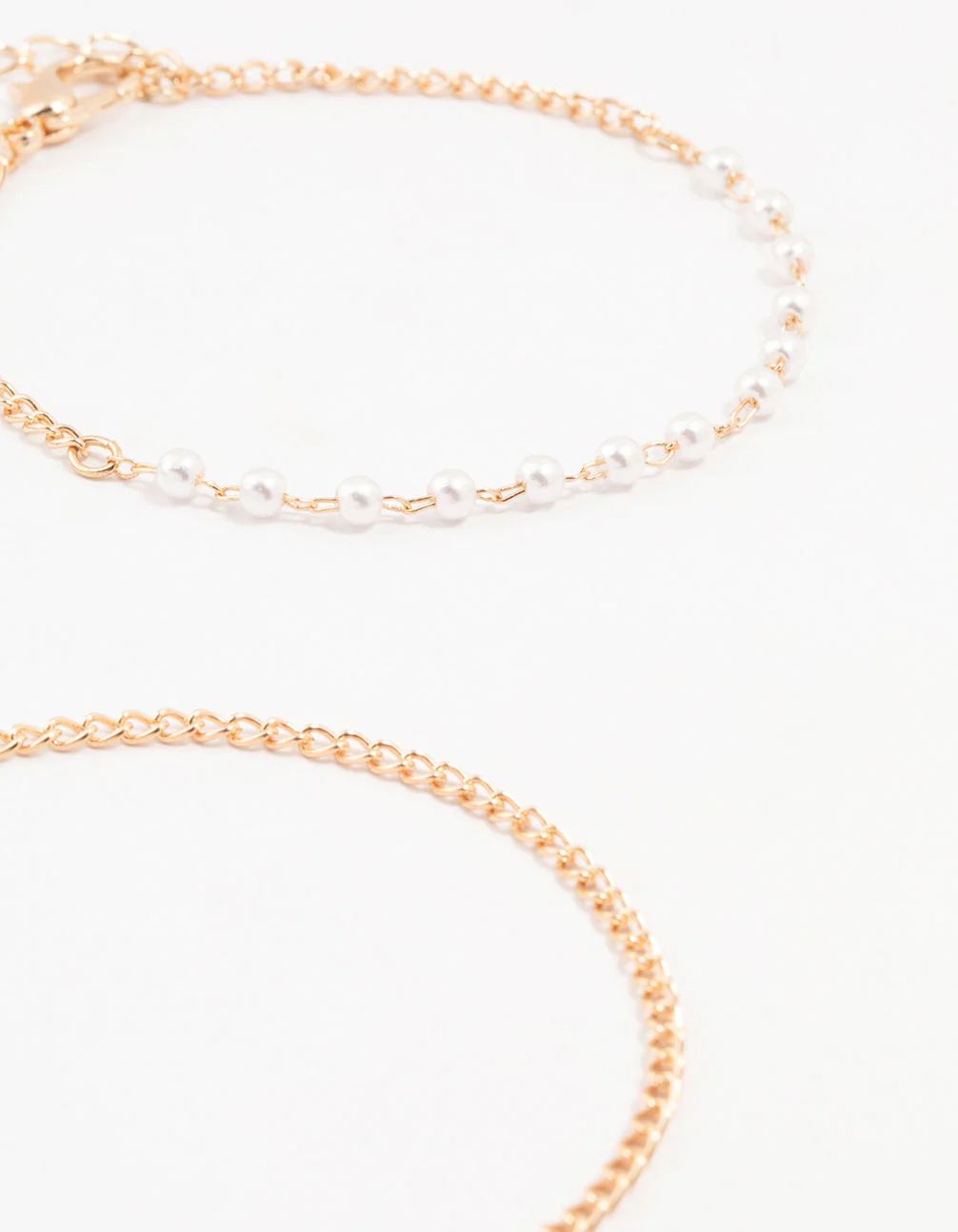 Gold Pearl Paperclip Chain Bracelet 4-Pack - Image 2