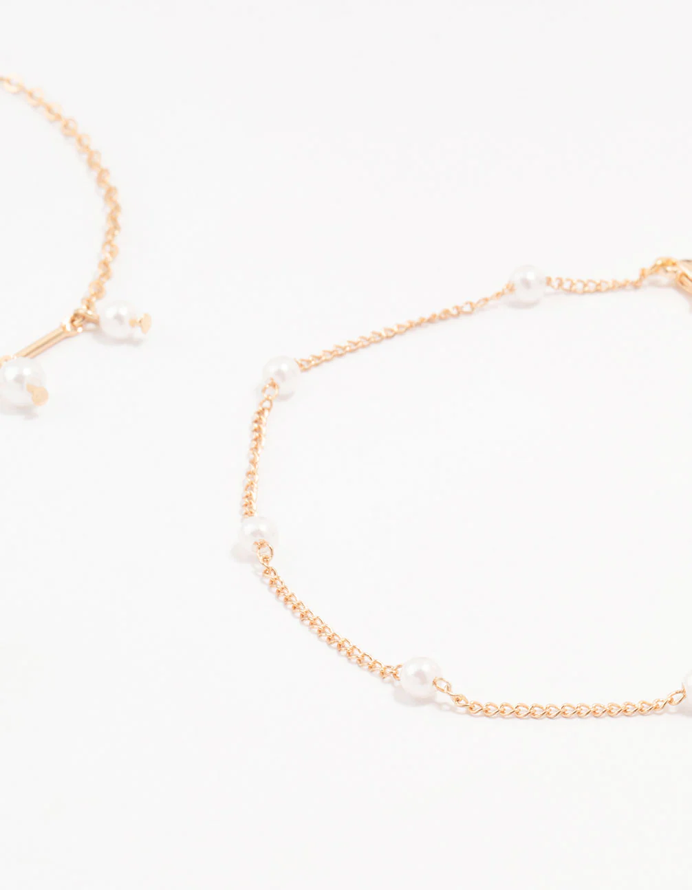 Gold Pearl Stone Drop Anklets 3-Pack - Image 3