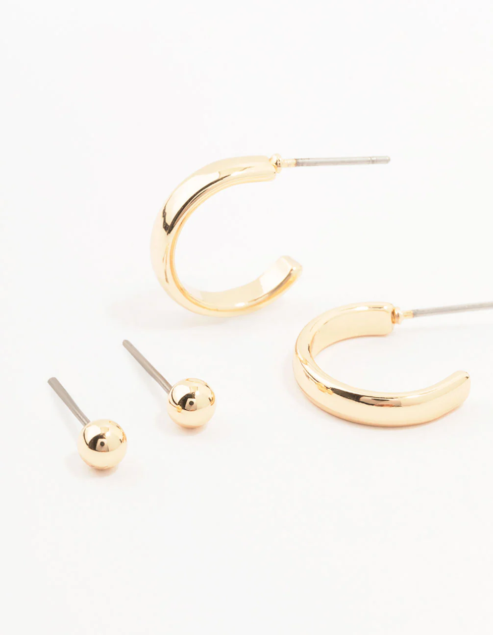 Gold Pearl Stud And Hoop Earrings 3-Pack - Image 2