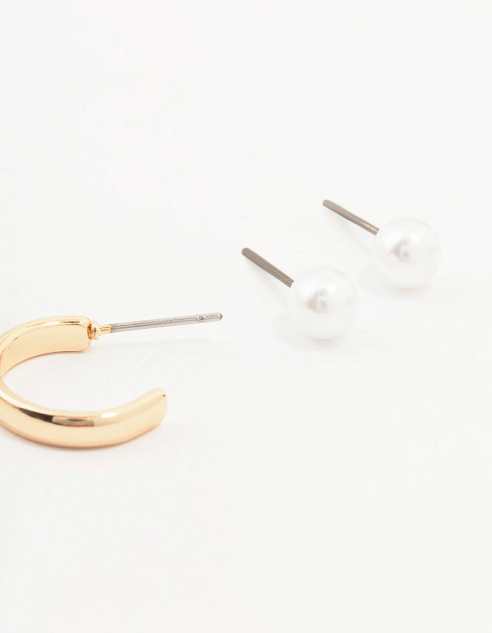 Gold Pearl Stud And Hoop Earrings 3-Pack - Image 3