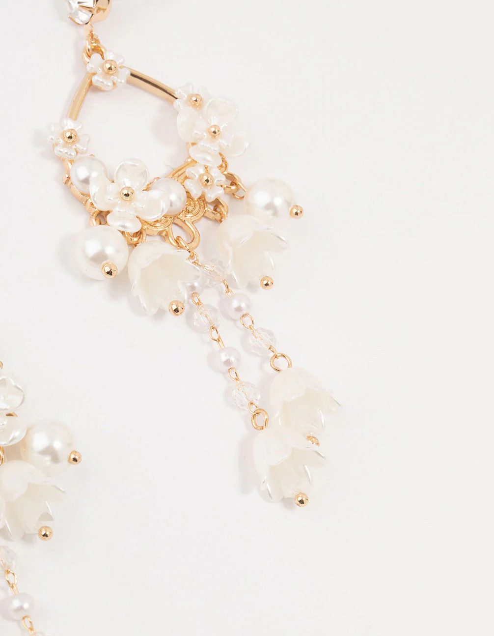 Gold Pearlised Flower Drop Earrings - Image 3