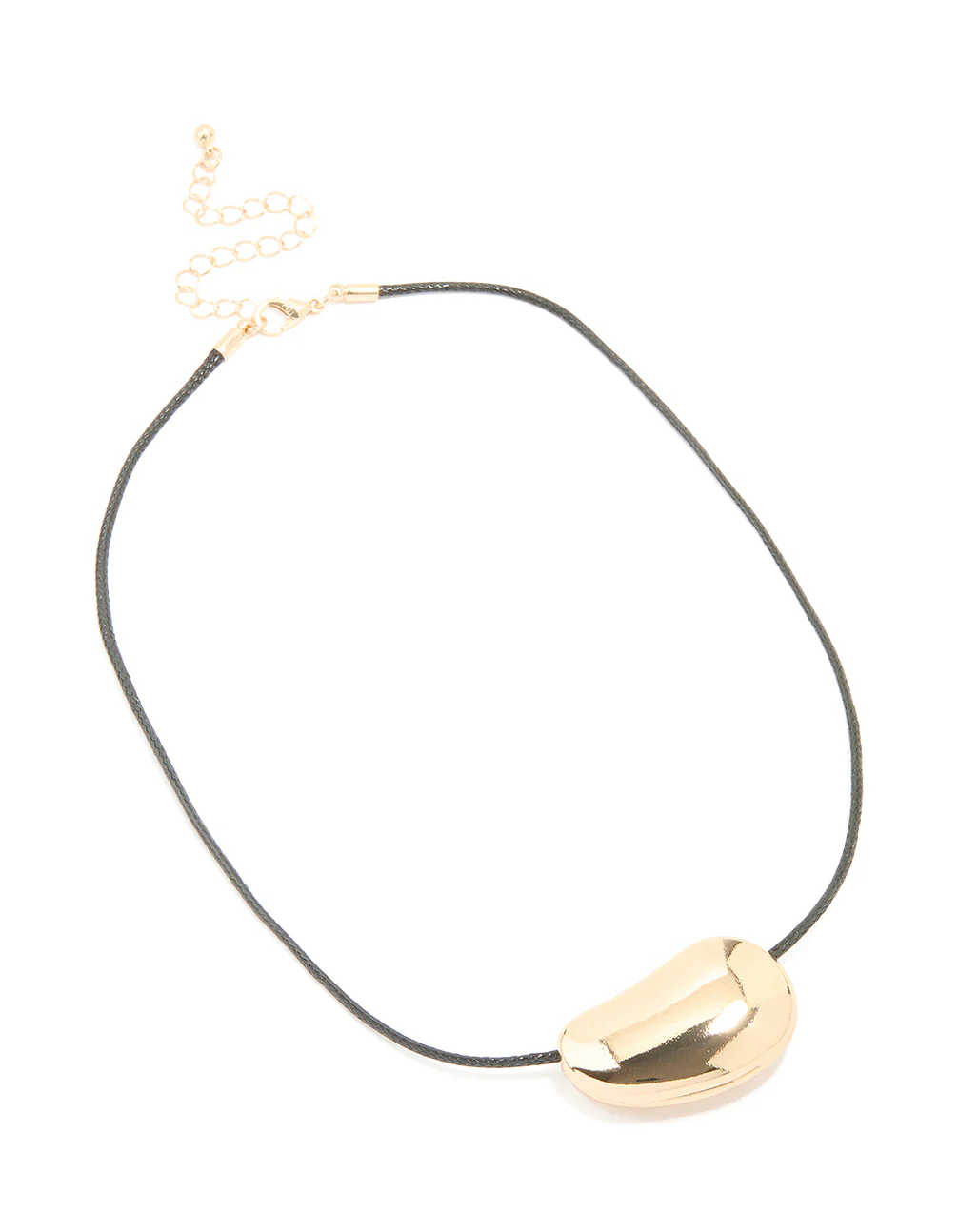 Gold Pebble Cord Medium Pendant Necklace - Image 4