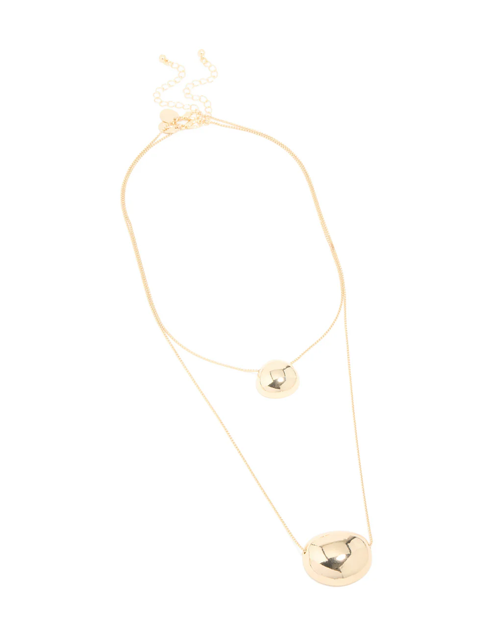 Gold Pebble Pendant Layered Necklace - Image 2