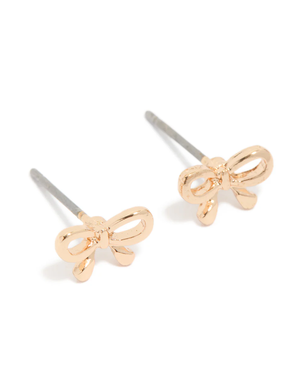 Gold Petite Bow Stud Earrings - Image 2