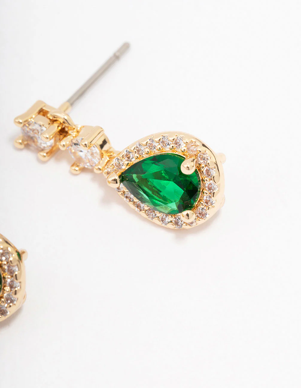 Gold Cubic Zirconia Petite Pear Drop Earrings - Image 3