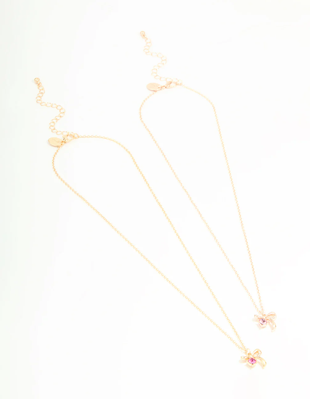 Gold Pink Diamante & Bow Necklaces 2-Pack - Image 2
