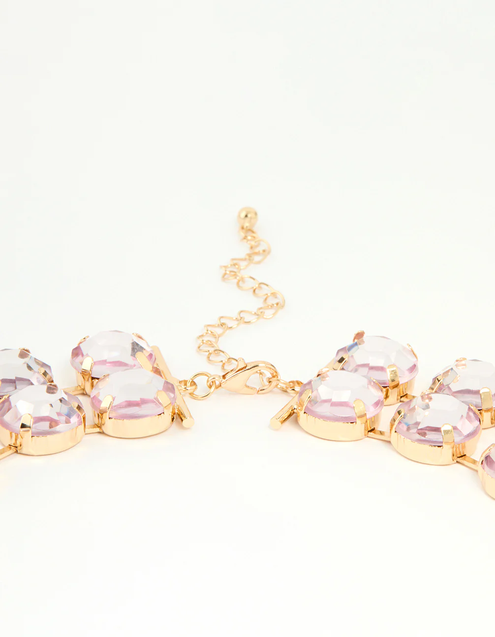 Gold Pink Diamante Statement Necklace - Image 3