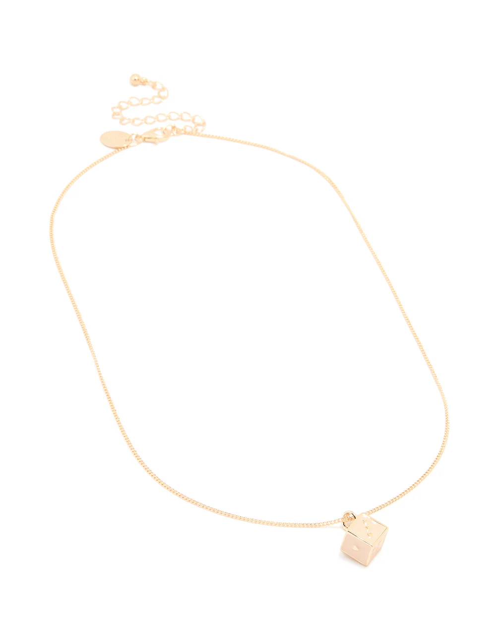 Gold Pink Dice Mini Pendant Necklace - Image 2